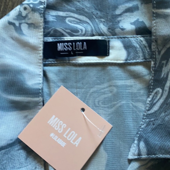 Miss Lola Gray Button Up Mesh - Picture 3 of 3